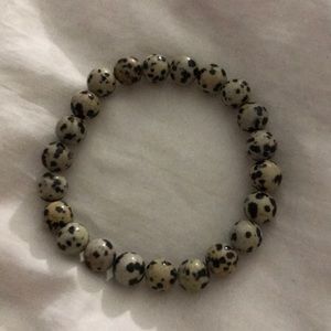 Semiprecious Dalmatian Jasper beaded bracelet